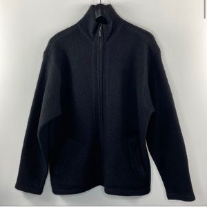 Patagonia 100% wool full zip black jacket. WITH ADDED LINER.
